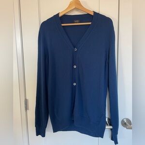 Jil Sander Men's Navy Cashmere Blue V-Neck Button Cardigan